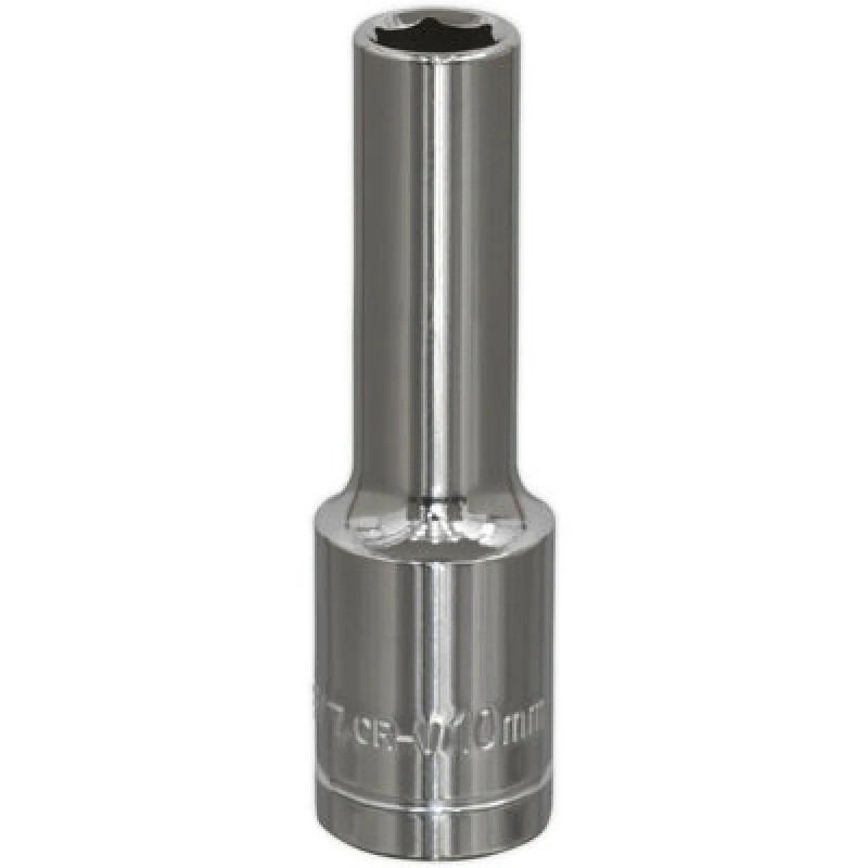 Image of Loops 10mm Chrome Plated Deep Drive Socket - 1/2" Square Drive High Grade Carbon Steel Metallics