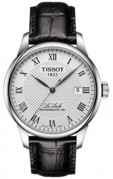 Image of Tissot Mens Le Locle Powermatic 80 Silver Dial Black Leather Watch