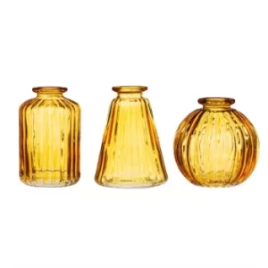 Image of Yellow Glass Bud Vases (Set 3)