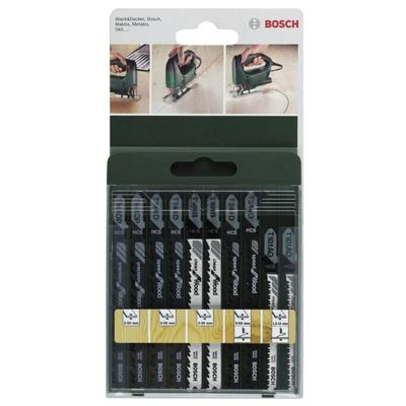 Image of Bosch Jigsaws/reciprocating Saws Jigsaw Blade Set T-Shank 10 Pieces 2609256744