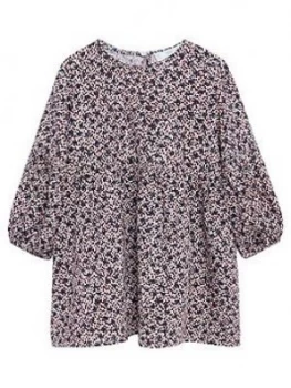 Image of Mango Baby Girls Floral Long Sleeve Dress - Pink, Size 12-18 Months