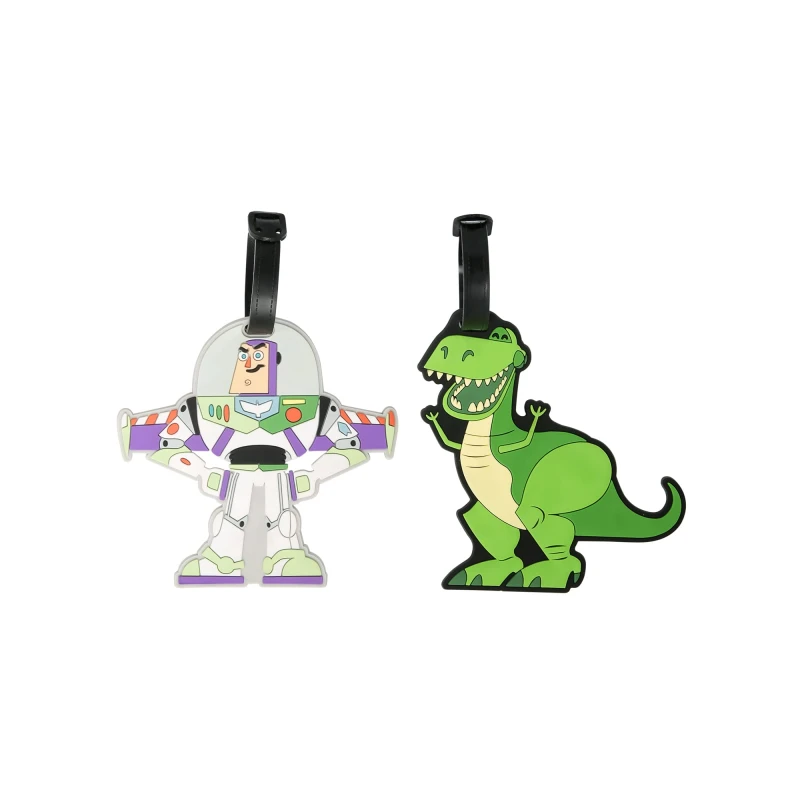 Image of Disney Peers Hardy Toy Story Buzz & Rex Green White & Purple 2 Piece Luggage Tags