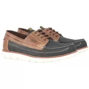 Image of Barbour Mens Hardy Boat Shoes Navy Brown UK 10