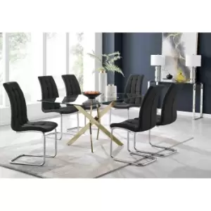 Image of Furniture Box Leonardo 6 Gold Dining Table and 6 Black Murano Chairs