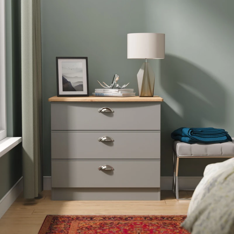 Image of Ready Assembled 2 U Albert 3 Drawer Chest (Ready Assembled) in Dark Grey Dark Grey Unisex