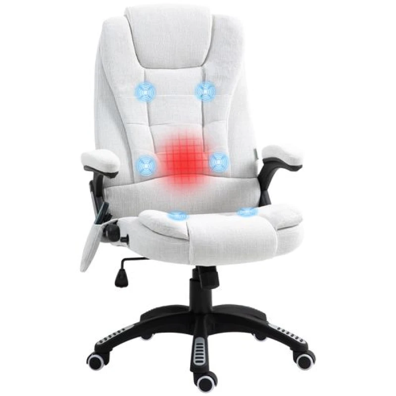 Image of VINSETTO Vinsetto - Office Chair w/ Heating Massage Points Relaxing Reclining Cream 5056725548476