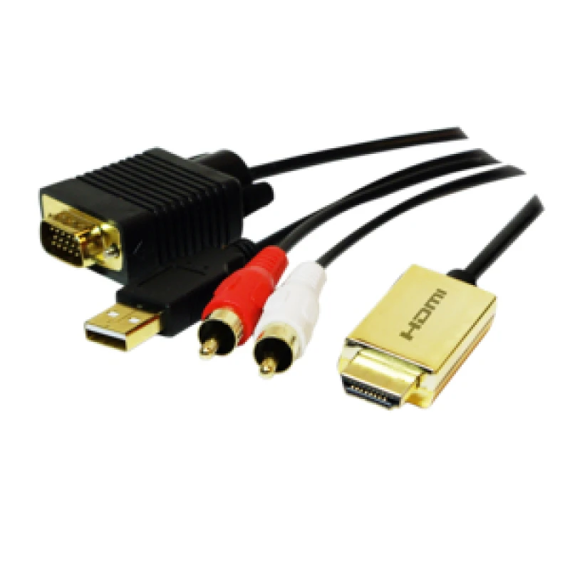 Image of LogiLink CV0052A video cable adapter 2m HDMI VGA (D-Sub) + RCA Black