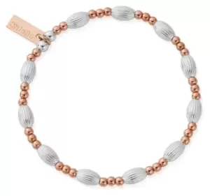Image of ChloBo MBCOVAL Mixed Metal Corrugated Oval Bracelet Rose Jewellery