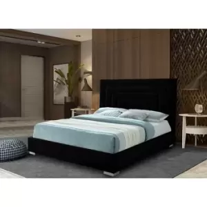 Image of Lisso Upholstered Beds - Plush Velvet, Super King Size Frame, Black - Black