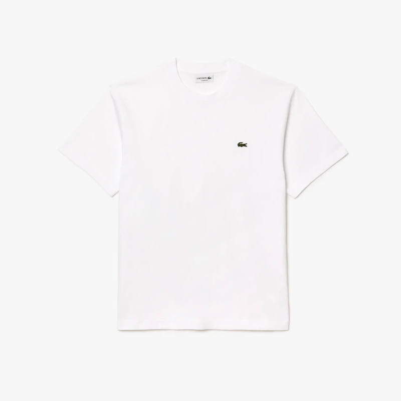 Image of Lacoste White Classic Fit Cotton Jersey T-Shirt White Male S 210464UK