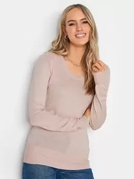 Image of Long Tall Sally Blush Marl Scoop Neck Jumper, Pink, Size 18-20, Women