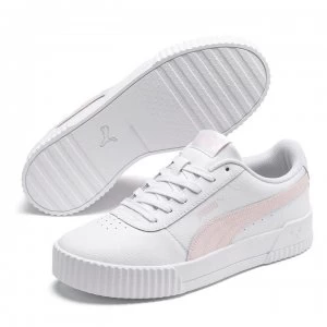 Image of Puma Carina Leather Trainers Ladies - White/Rose