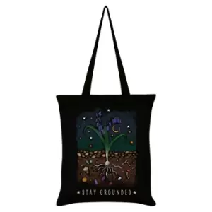 Image of Grindstore Mystical Roots Stay Grounded Tote Bag (One Size) (Black/White/Green)