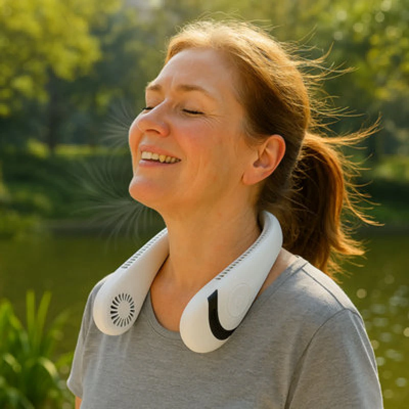 Image of Valiant Neck Fan - Wireless 3-Speed Bladeless Portable Rechargeable Folding Fan White unisex