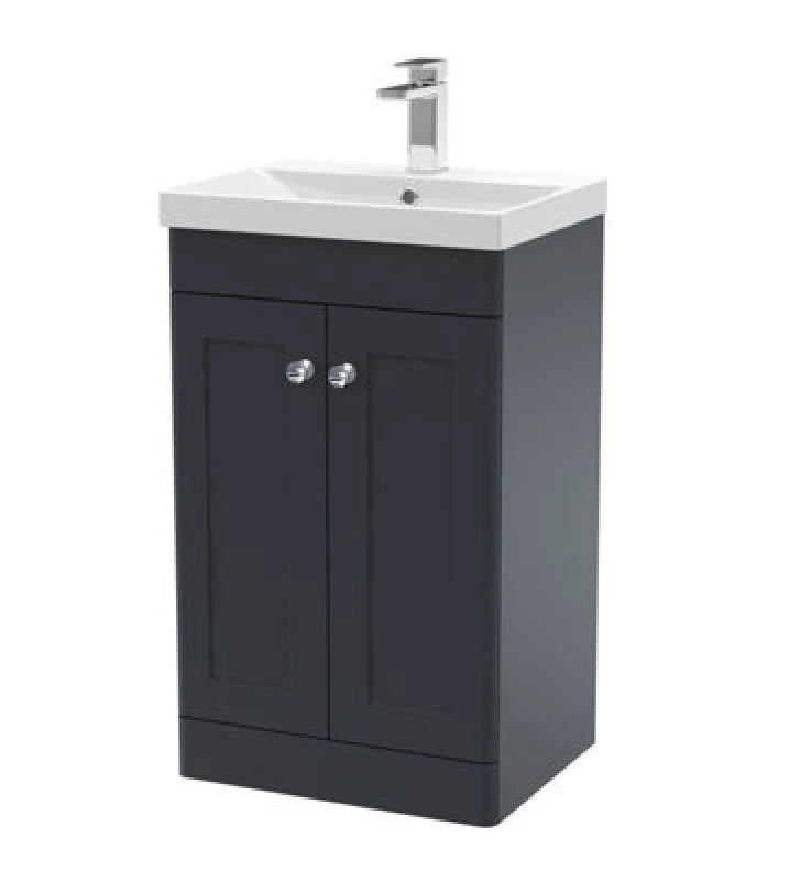 Image of nuie 500mm Floor Standing 2 Door Vanity & Basin 3 - Soft Black CLC1423E