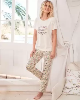 Image of Cotton Traders Womens Jersey Pyjama Set in Cream