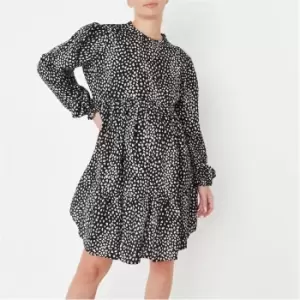 Image of Missguided Hn Tier Smock Dress Ls - Black
