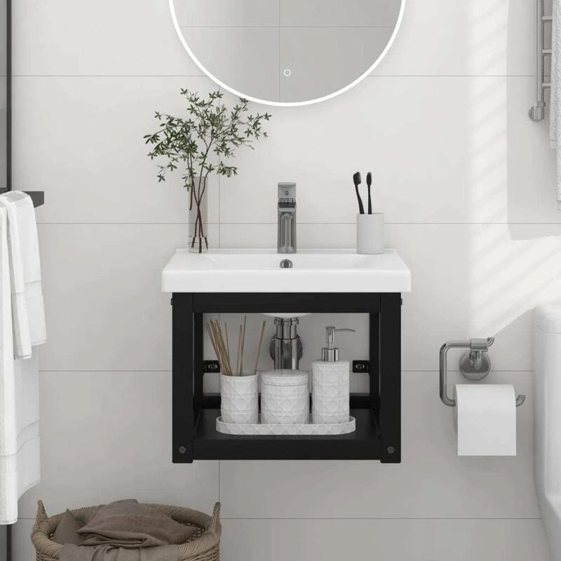 Image of VIDAXL Vidaxl - Wall-mounted Bathroom Washbasin Frame Black 40x38x31cm Iron 8720286667651