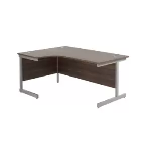 Image of 1600X1200 Single Upright Left Hand Radial Desk Dark Walnut - Silver + Desk High Ped