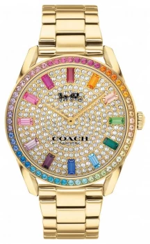 Image of Coach Womens Preston Gold Plated Steel Bracelet Crystal Watch