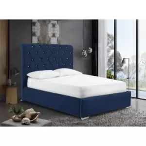 Image of Meripa Bed Single Plush Velvet Blue