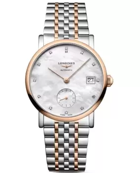Image of Longines Elegant Collection Automatic Mother of Pearl Diamond Dial Steel and Rose Gold Womens Watch L4.312.5.87.7 L4.312.5.87.7