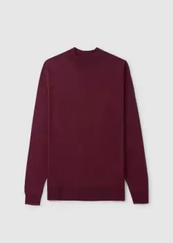Image of John Smedley Mens Harcourt Pullover Mock Turtle Neck Knit In Bordeaux