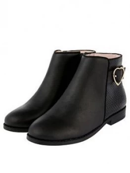 Image of Monsoon Girls Mona Heart Buckle Boot - Black