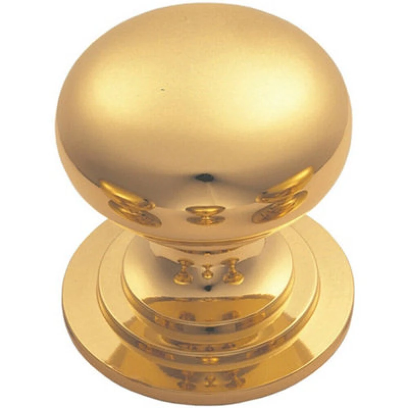 Image of Loops Victorian Round Cupboard Door Knob 32mm Dia Polished Brass Cabinet Handle Metallics unisex