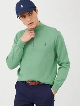 Image of Polo Ralph Lauren Golf Pima Half Zip Knitted Jumper - Green, Size L, Men
