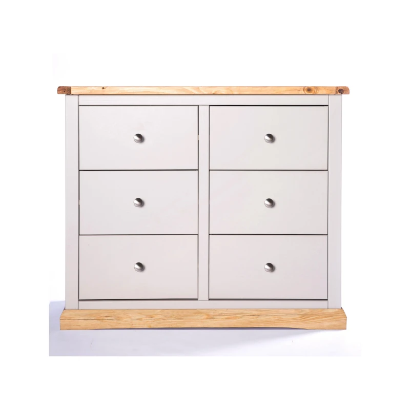 Image of Cabinet Bits Bomporto 6 Drawer Chest of Drawers Chrome Knob in Light Grey Light Grey Unisex