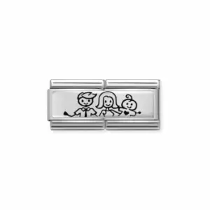 Image of Classic Double Engraved Steel Silver Custom Family Baby Boy Link 330710/32