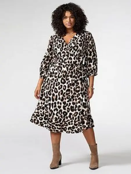 Image of Only Cloud Dancer Curve Livia Midi Wrap Dress