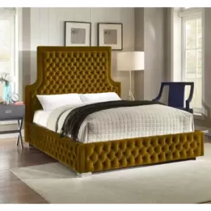 Image of Yanis Bed Single Plush Velvet Mustard