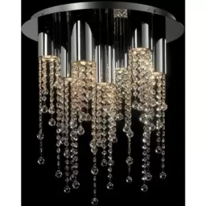 Image of Italux Larix - Classic Flush Ceiling Light Chrome 7 Light with Crystal Shade, GU10