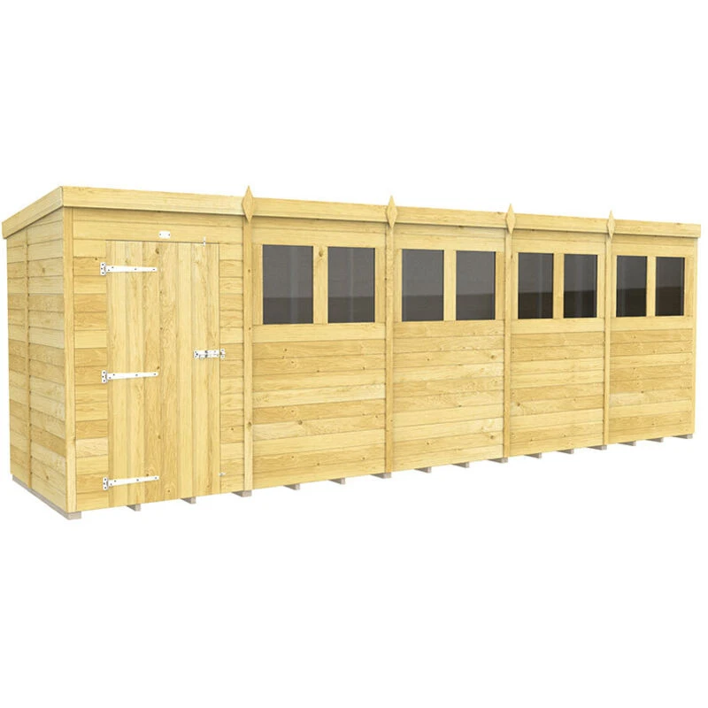 Image of Flat Pack Sheds DIY Sheds 20 x 5 Pent Shed, Brown 20X5PFF
