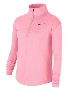 Image of Nike Older Childrens Run Long Sleeve Half Zip Top - Pink