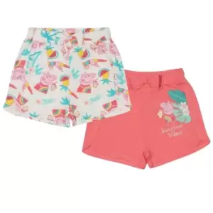 Image of Peppa Pig Girls Sunshine Vibes Shorts (Pack of 2) (2-3 Years) (White/Pink)