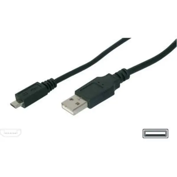 Image of Digitus USB cable USB 2.0 USB-A plug, USB Micro-B plug 1m Black AK-300110-010-S AK-300110-010-S
