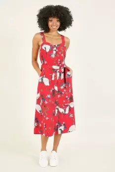 Image of Crane Print Button Through 'Bianco' Sundress