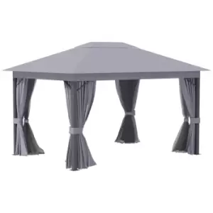 Image of Outsunny 4 X 3M Patio Gazebo Garden Shelter With Curtains And Netting - Grey