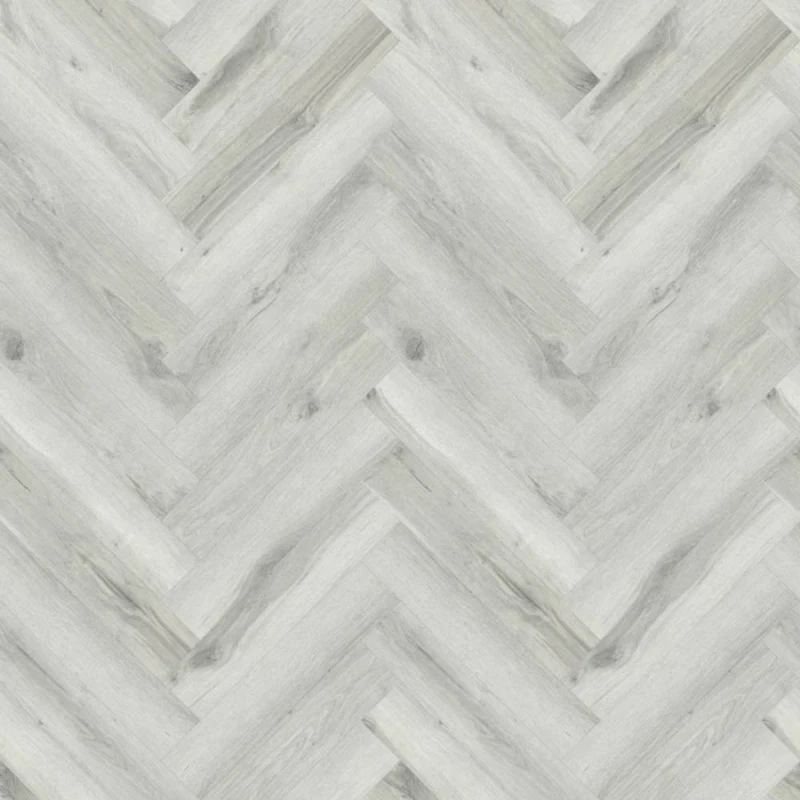 Image of ENER-J SPC Herringbone Luxury Vinyl Flooring Wood Finish 625x125mm in Light Grey Light Grey Unisex