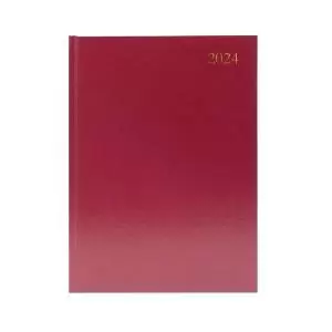 Image of Desk Diary 2DPP A4 Burgundy 2024 KFA42BG24 KFA42BG24