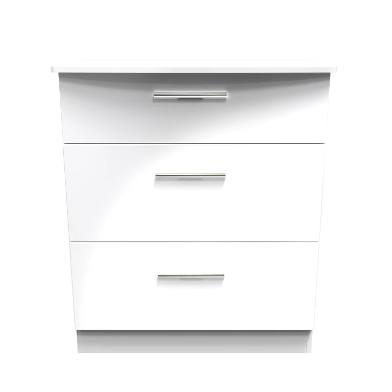 Image of Harrow 3 Drawer Deep Chest In White Gloss (Ready Assembled)