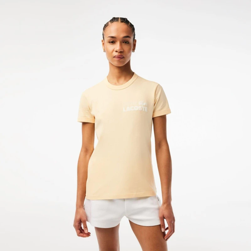 Image of Lacoste Slim Fit Organic Cotton Jersey T-Shirt - Yellow Yellow L