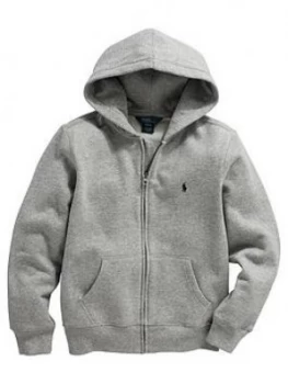 Image of Ralph Lauren Boys Classic Zip Through Hoodie - Grey Marl, Size Age: 8 Years