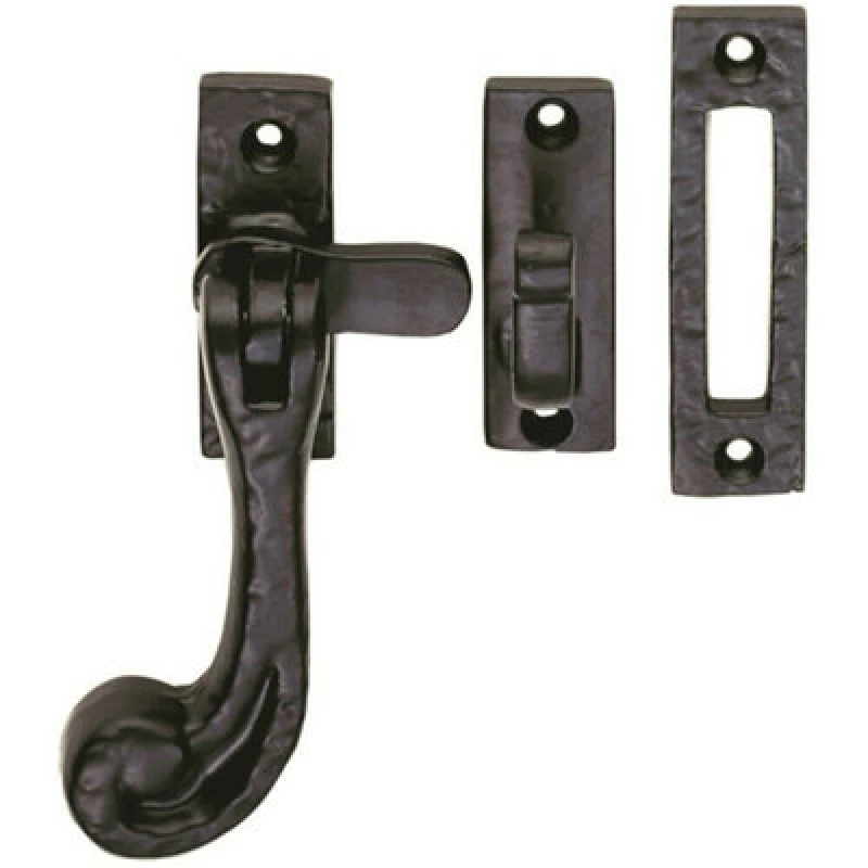 Image of Loops Chunky Handled Antique Window Casement Fastener Powder Coated Black Finish Black