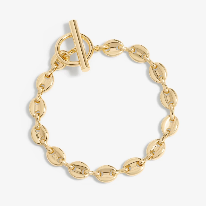 Image of Jon Richard Jon Richard Gold Plated Polished Nugget link Bracelet - Gift Boxed Gold