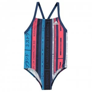 Image of adidas AOP Swimsuit Junior Girls - T indigo/White