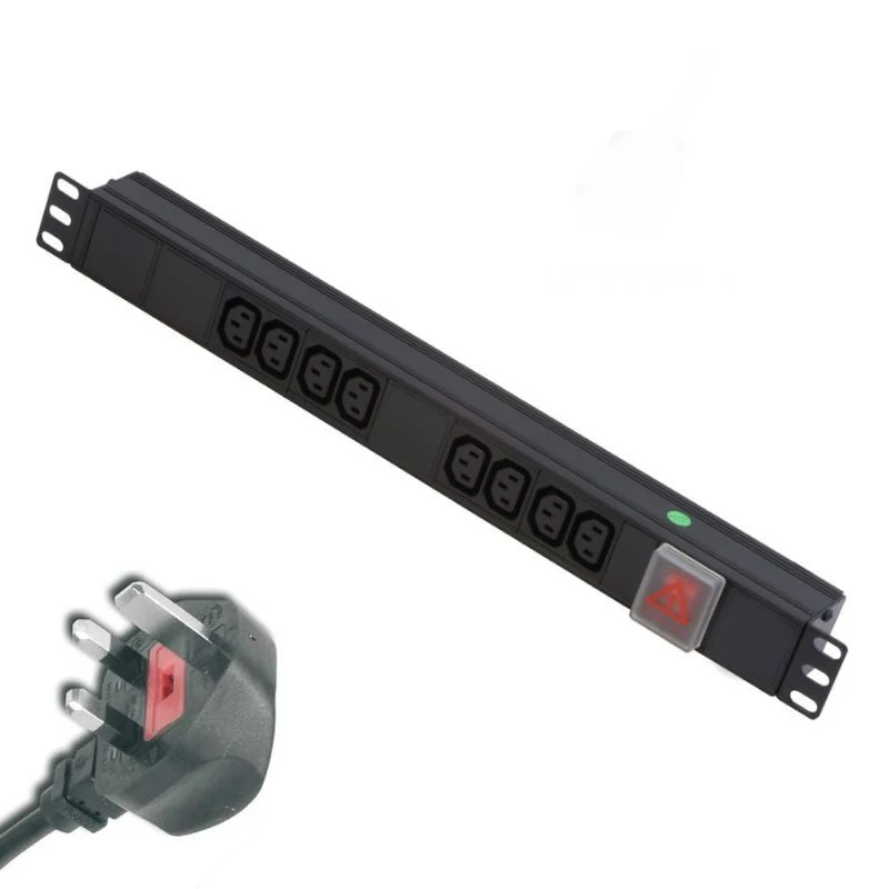 Image of POWERDATA 8 WAY 19" RACK PDU IEC SKTS TO 13A PLUG - HORIZONTAL